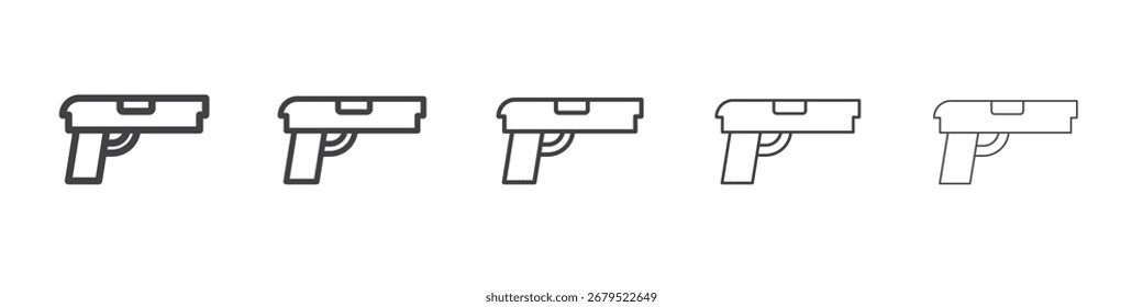 Pistola con icono de munición Símbolo de ilustración de gráficos de línea