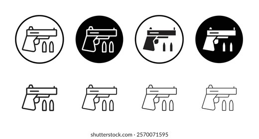 Gun with ammunition icon Outline vector for web ui