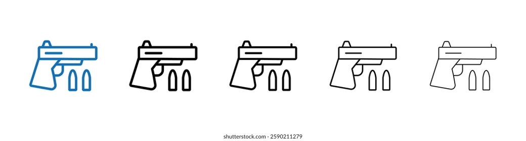 Gun with ammunition icon Outline vector logo for web ui