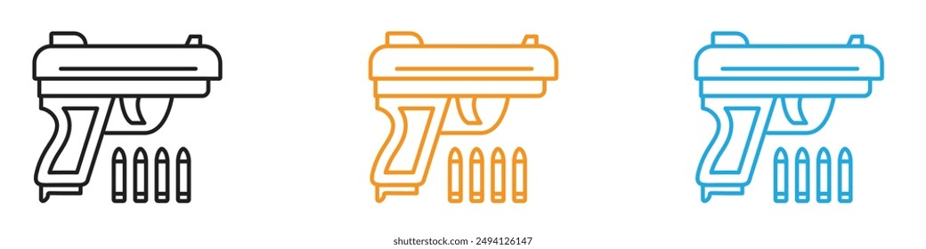 Pistola con icono de munición Vector logo set colección para Web App ui