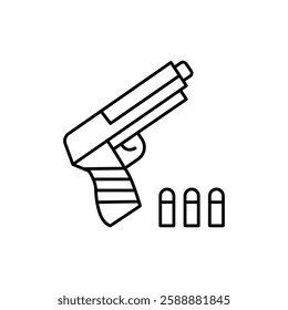 Gun with ammunition icon Vector logo set flat