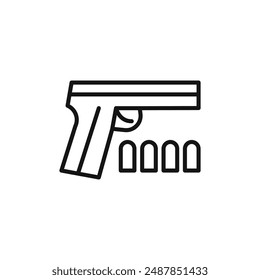 Pistola con logo de munición con contorno de Vector