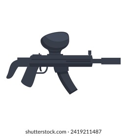 Vector de dibujos animados de las fuerzas armadas de armas. Apuntar a la batalla de pelotas. Militar Jugador