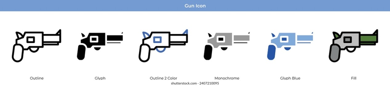 Gun Army Icon Set Vektor