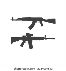 Gun Automatic Weapon AK47 M16. EPS 10