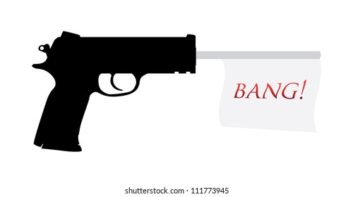 Gun With Bang Flag Illustration