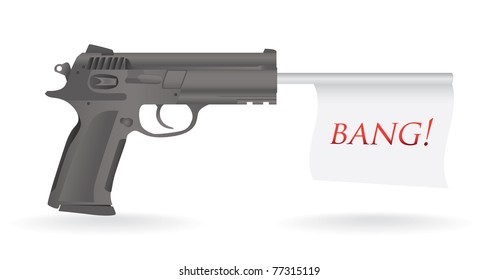 Gun With Bang Flag Illustration