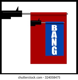 Gun Barrel With Funny Bang Flag