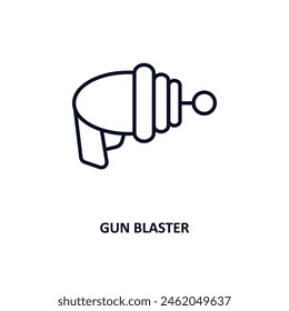 icono de contorno de arma blaster.  Ícono de línea delgada de la colección astronómica. Vector editable aislado sobre fondo blanco