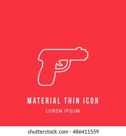 Gun Bright red material designed line thin flat icon / logo