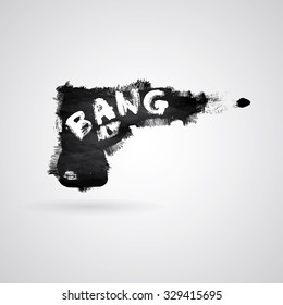 Gun with bullet , grunge style. Vector illustration