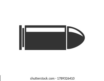 Gun Bullet Icon Symbol.  Handgun Ammo Logo Sign. Vector Illustration Image. Isolated On White Background.