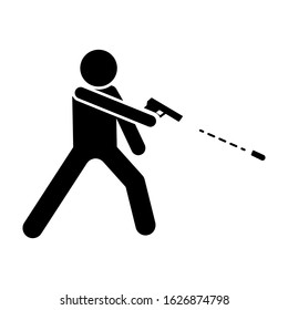 Gun bullet man icon. Simple warning armed man icons for ui and ux website or mobile application