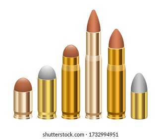 Ilustración del diseño del vector de bala de arma aislada en fondo blanco