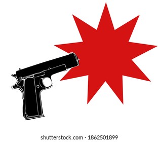 Ilustración de armas de combate por arma de fuego y bala Vector,