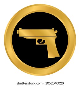 Gun button on white background. Vector illustration.