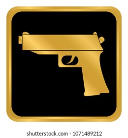 Gun button on white background. Vector illustration.