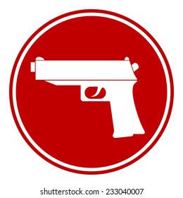 Gun button on white background. Vector illustration.