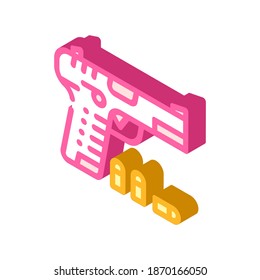 gun with cartridges isometric icon vector. gun with cartridges sign. isolated symbol illustration