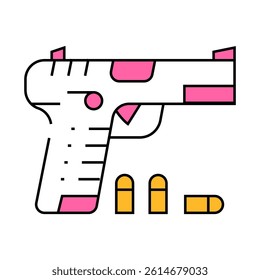 gun with cartridges line icon vector. gun with cartridges sign. isolated symbol illustration