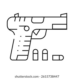 gun with cartridges line icon vector. gun with cartridges sign. isolated contour symbol black illustration