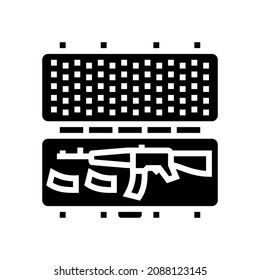vector de icono de glifo de caja de armas. signo de caso de arma. símbolo de contorno aislado ilustración negra