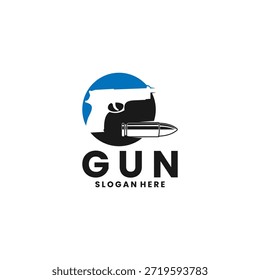 Pistola con Plantilla de Vector de diseño de logotipo de círculo y balas