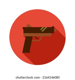 Gun Circle Icon. Vector Illustration of Military Sign.