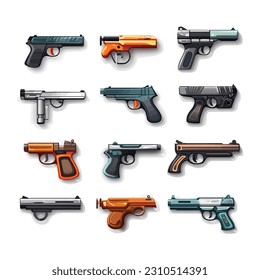 Gun collection vector set isolated