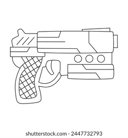 Pistola para colorear. Ilustración vectorial de arma de fuego. Revólver Aislado Sobre Fondo Blanco. Silueta de arma. Vector de pistola