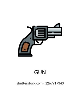 Gun concept line icon. Simple element illustration. Gun concept outline symbol design. Can be used for web and mobile UI/UX . Modern vector style. 