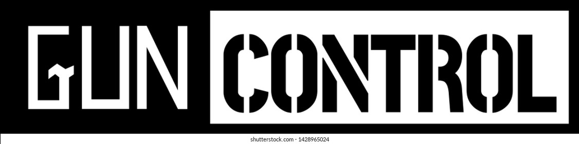 GUN CONTROL black stamp on white