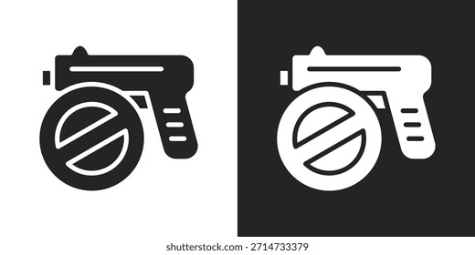 Gun Control Icon In Black And White Glyph Style