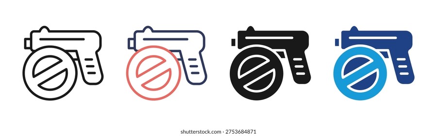 Gun Control icon set multiple style collection