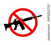 Gun control illustration, semi automatic weapon ban. Gun Not Allowed Sign, Weapons   Prohibited
No gun, no firearms, weapon prohibition sign illegal item.