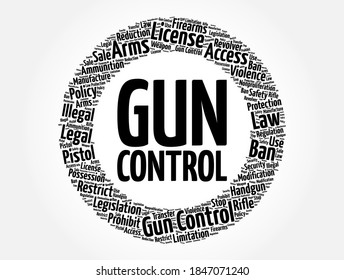 Gun Control Wort Cloud Collage, Konzept-Hintergrund