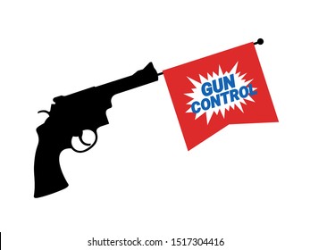 Gun control - weapon is restricted, limited, regulated and controlled by regulation, restriction, limit.  Vector illustration isolated on white. 