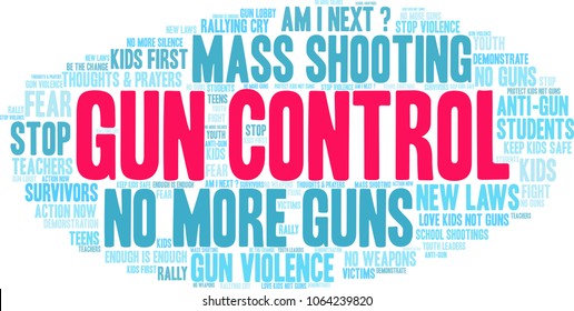 Gun Control word cloud on a white background. 