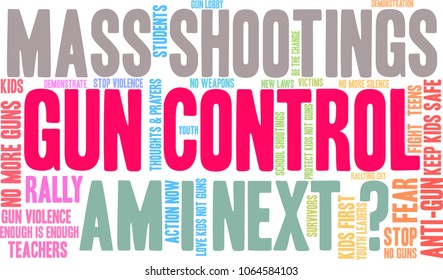 Gun Control word cloud on a white background. 