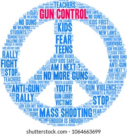 Gun Control word cloud on a white background. 
