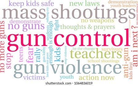 Gun Control word cloud on a white background. 