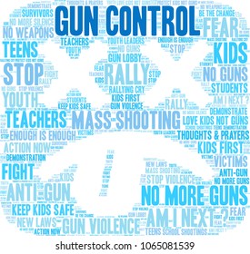Gun Control word cloud on a white background. 