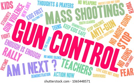 Gun Control word cloud on a white background. 