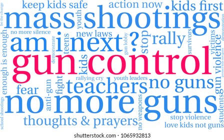 Gun Control word cloud on a white background. 