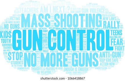 Gun Control word cloud on a white background. 