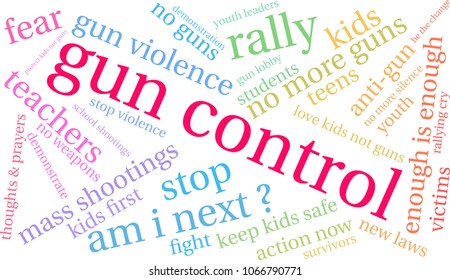 Gun Control word cloud on a white background. 