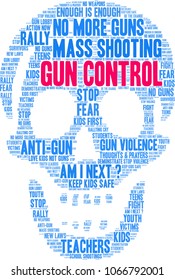Gun Control word cloud on a white background. 