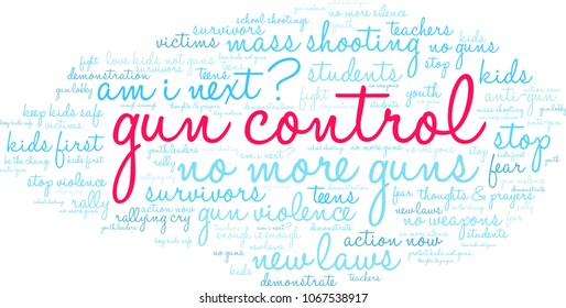 Gun Control word cloud on a white background. 