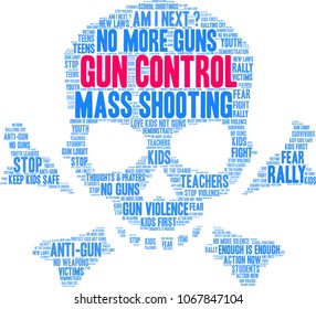 Gun Control word cloud on a white background. 