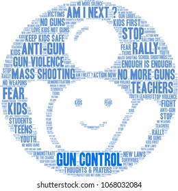 Gun Control word cloud on a white background. 